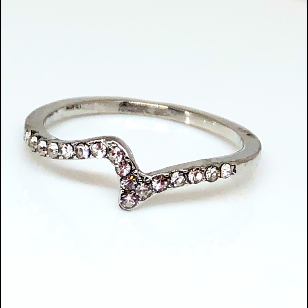 Silver/Cz Wave Stackable Ring - image 1